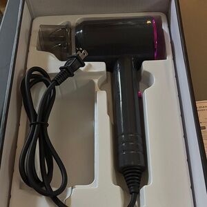 Stylish Black Hair Dryer with Purple Trim